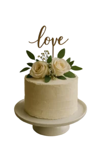 Small wedding cake with piped buttercream rosettes for home wedding