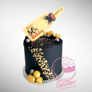 50th Birthday Cake – A golden and elegant cake for celebrating a milestone birthday in Birmingham.