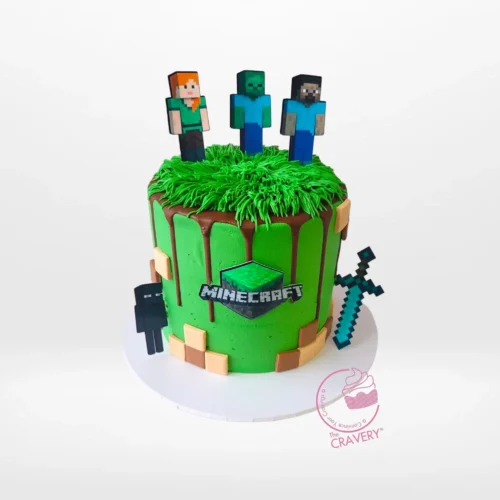 Cake for Minecraft – A fun and creative cake featuring Minecraft elements, perfect for gaming celebrations in Birmingham.