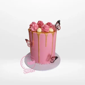 Elegant Gold Rose Cake from The Cravery Cake Shop in Birmingham, featuring gold accents and delicate rose decorations.