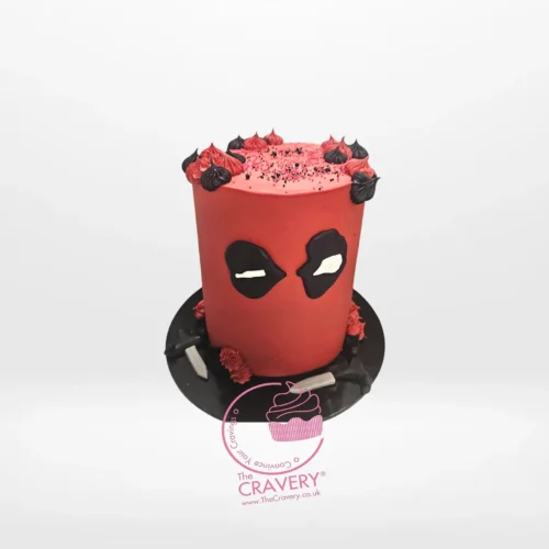 Deadpool Cake by The Cravery, handcrafted Marvel-themed cake available from our cake shop in Solihull.
