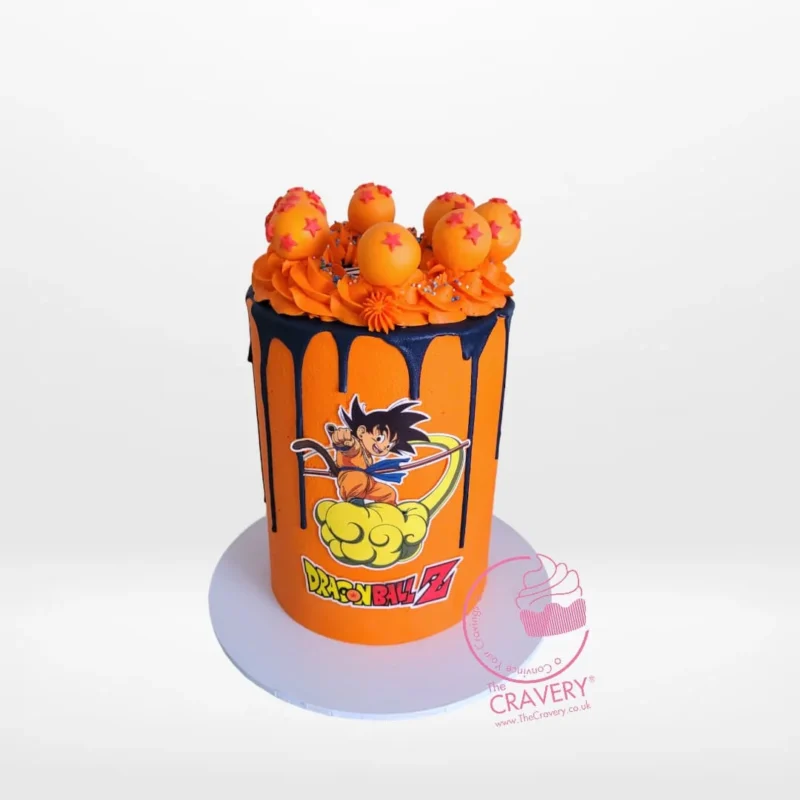 Dragon Ball Z Cake by The Cravery | Birthday Cake Walsall Dragon Ball Z themed cake featuring anime-inspired design with Goku and Dragon Ball elements, handcrafted by The Cravery Cake Shop Walsall.