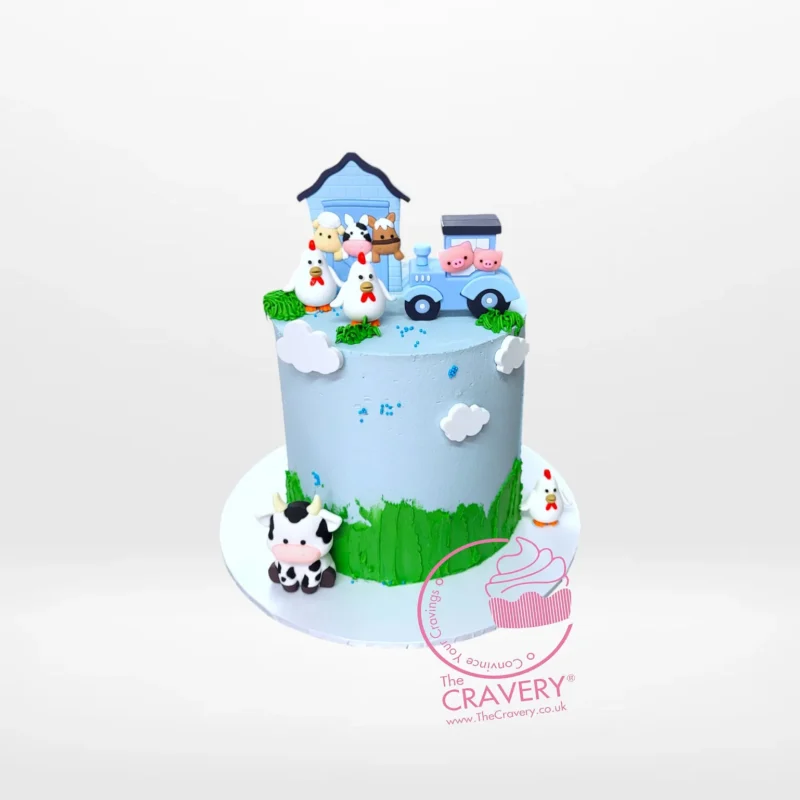 Farm Birthday Cake - Cake Shop Birmingham | Birthday Cakes Farm Birthday Cake – A custom-designed farm-themed cake with toy animals and edible prints, perfect for birthdays in Birmingham.