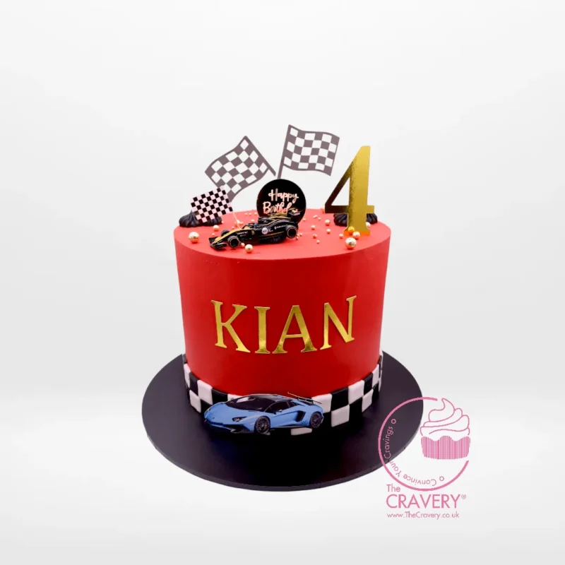 Ferrari Cake from Cravery the Best Cake Shop Birmingham – A tribute to Formula One with edible and non-edible Ferrari-themed details.