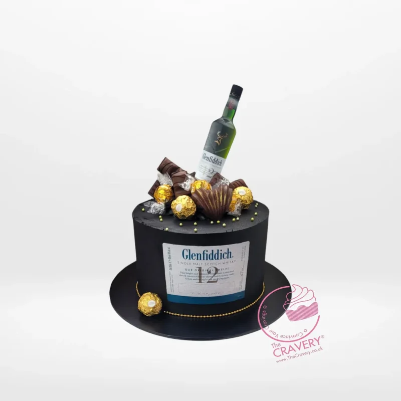 Birthday Cake Gold and Black, The Cravery Birthday Cakes Delivered Birmingham Birthday Cake Gold and Black by The Cravery, Glenfiddich-inspired handcrafted cake available for birthday cakes delivered in Birmingham.