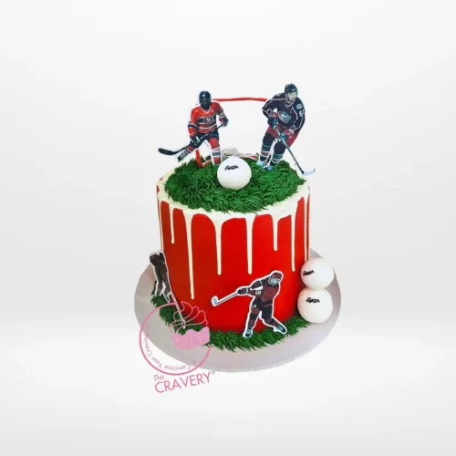 Hockey Cake by The Cravery, sporty hockey-themed cake handcrafted at our cake shop in Bearwood.