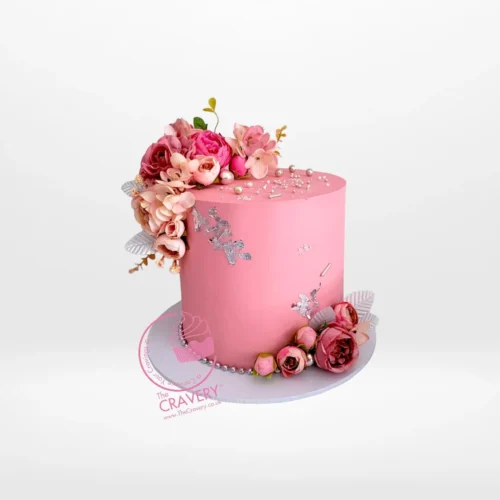 Womens 40th Birthday Cake by The Cravery, elegant hydrangea-inspired cake handcrafted in Birmingham.