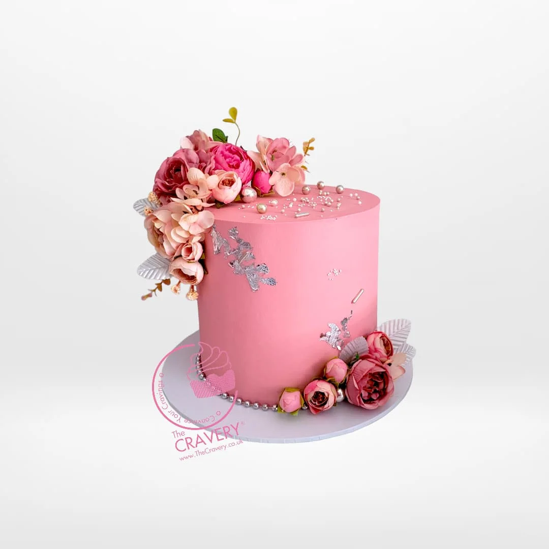 Womens 40th Birthday Cake by The Cravery, elegant hydrangea-inspired cake handcrafted in Birmingham.