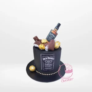 Jack Daniels Birthday Cake – Whiskey-themed cake for celebrations in Birmingham. Jack Daniels Birthday Cake – A luxurious cake with chocolate ganache and Jack Daniels branding, perfect for celebrations in Birmingham.
