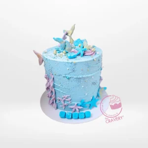 Birthday Mermaid Cake | Cake Shop Northfield Birthday Mermaid Cake with seashells and mermaid tail from The Cravery Cake Shop Northfield.