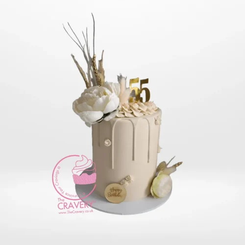 Minimalist Nude Wedding Cake handcrafted by The Cravery, elegant three-layer design with subtle buttercream finish, wedding cakes Birmingham.