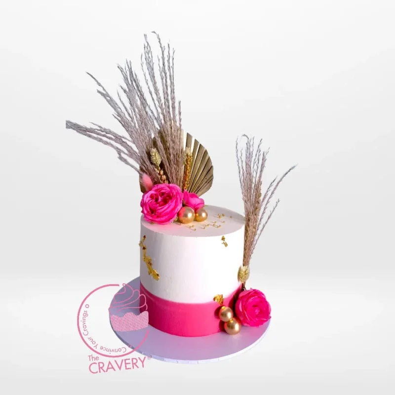 Pink Cake for Birthday from Cravery's cake shop Birmingham city centre – A delightful treat to celebrate your special day.