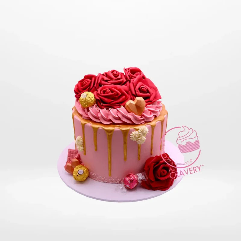 Red Roses Cake with floral decorations | Birthday Cakes Delivered Birmingham Red Roses Cake | Birthday Cakes Delivered Birmingham