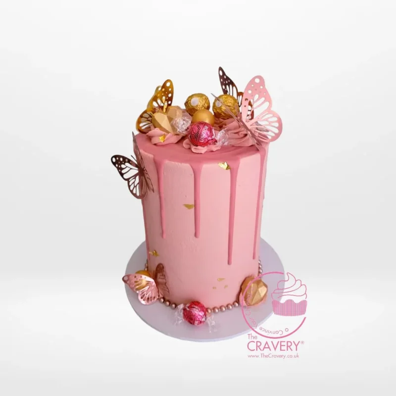 Rose Gold Cake with metallic finish, birthday cakes Sutton Coldfield