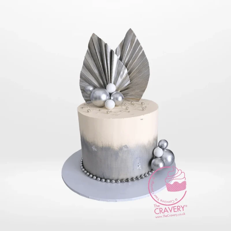 Order Silver Cake from Cravery's Cake Shop Birmingham, the perfect elegant cake for weddings and special occasions. Silver Cake from Cravery's Cake Shop Birmingham – A sophisticated cake perfect for elegant celebrations.