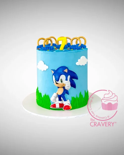 Sonic Birthday Cake from Cravery Cake Shop Birmingham. A delicious and fun cake for Sonic the Hedgehog fans.