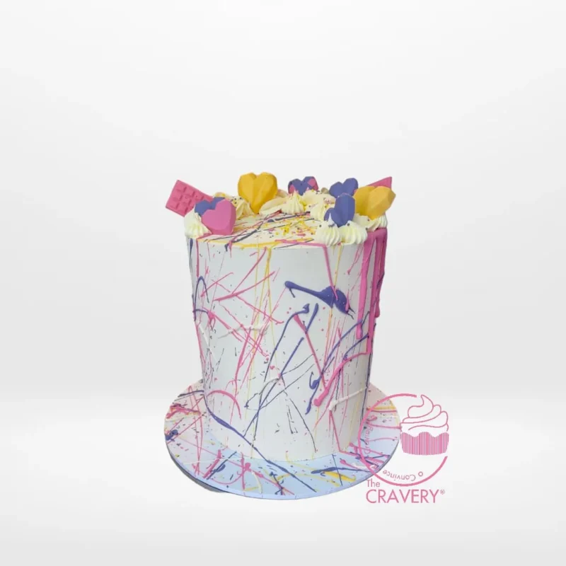 Splatter Cake from birthday cakes delivered birmingham – A cake full of colour, creativity, and fun.