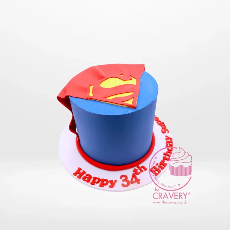Order Superman Cake from Cravery's Cake Shop Birmingham for a fun and memorable celebration. Superman Cake from Cravery's Cake Shop Birmingham. A fun and delicious cake for superhero-themed celebrations.