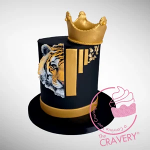 Tiger Cake | Sutton Coldfield Bakery Tiger Cake with crown topper from The Cravery Sutton Coldfield bakery.