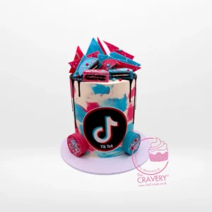 TikTok Cake by The Cravery | Cake Solihull TikTok Cake with logo design and trend-inspired details by The Cravery Cake Shop near Solihull.