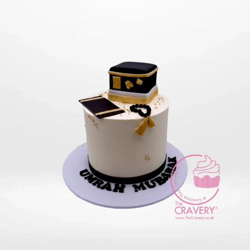 Umrah Mubarak Cake from Cravery's Cake Makers Birmingham. A thoughtful and delicious cake for a spiritually significant occasion.