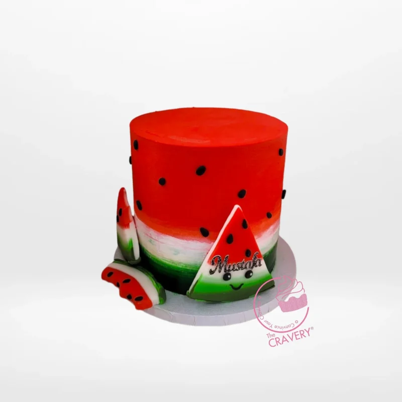 Watermelon Cake, The Cravery Birthday Cakes Delivered Birmingham Watermelon Cake by The Cravery, colourful fruit-inspired design available for birthday cakes delivered in Birmingham.