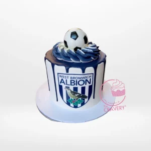 West Bromwich Albion Cake, The Cravery Cake Shop in Smethwick West Bromwich Albion football cake by The Cravery, handcrafted blue and white team celebration cake from our cake shop in Smethwick.