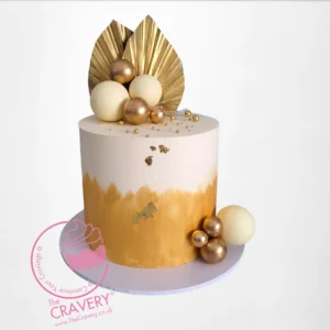 White and Gold Spheres Cake | Cake Shop Rubery Order White and Gold Spheres Cake from Cravery Cake Shop Rubery