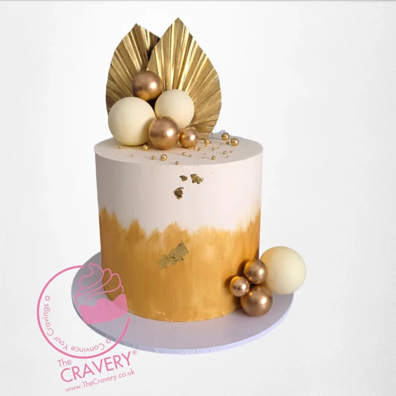 White and Gold Spheres Cake | Cake Shop Rubery Order White and Gold Spheres Cake from Cravery Cake Shop Rubery