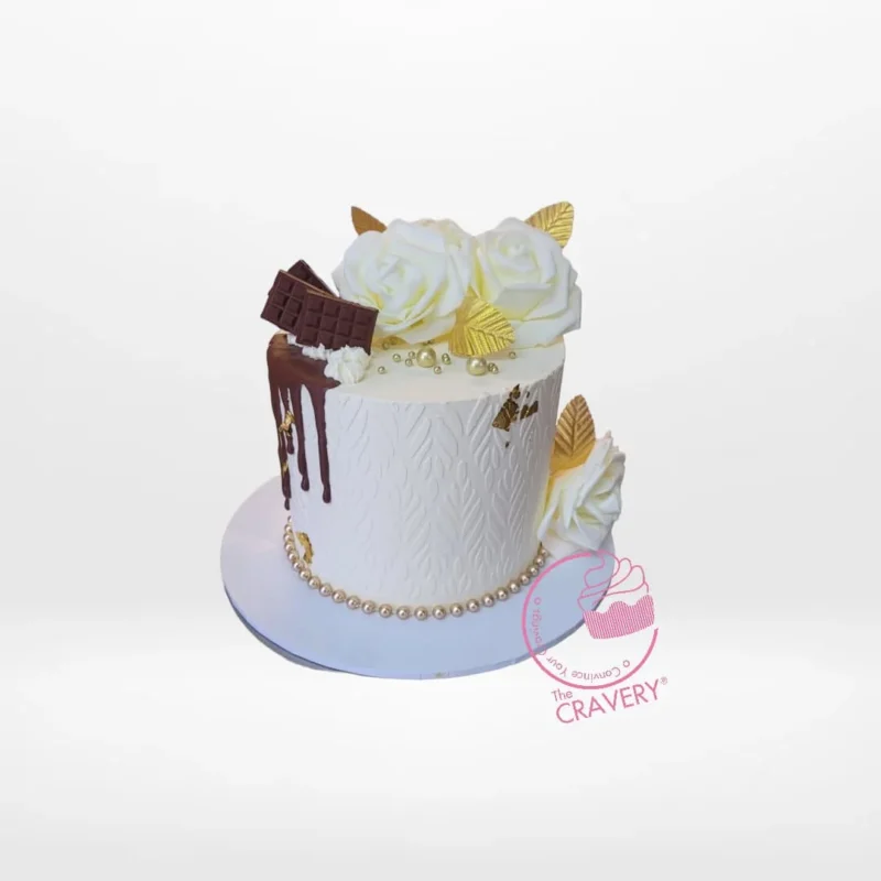 White Chocolate Drip Cake – Available at cake Birmingham White Chocolate Drip Cake – Elegant design from cake Birmingham