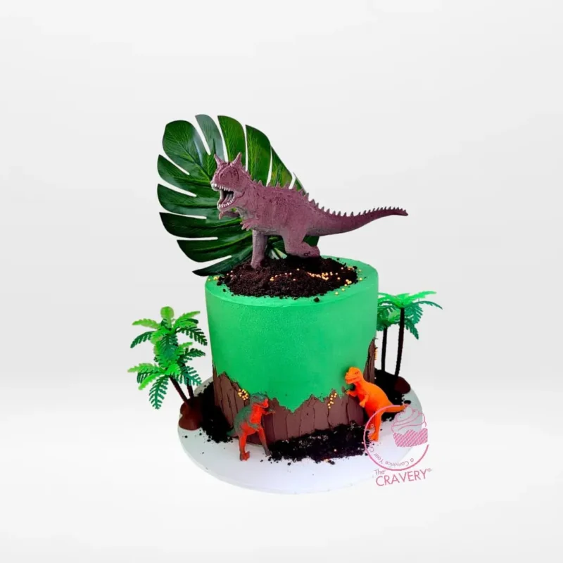 Green Dinosaur Cake – A Jurassic-inspired cake with sculpted dinosaurs, perfect for celebrations in Birmingham.