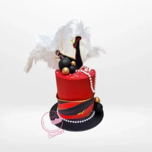 Masquerade Party Cake by The Cravery, elegant handcrafted design with non-edible decorations, made at our bakery in Sutton Coldfield.