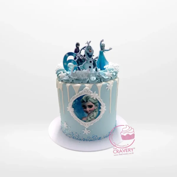 cake Frozen cake with Elsa, Anna, and Olaf decorations by The Cravery in Birmingham.