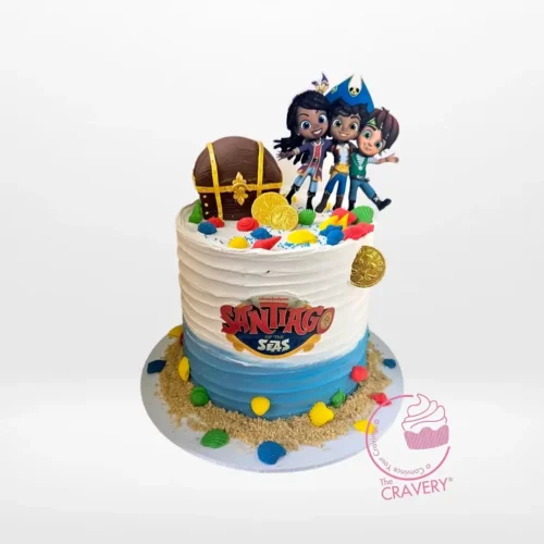Santiago Cake by The Cravery, elegant handcrafted celebration cake made at our cake shop in Birmingham.