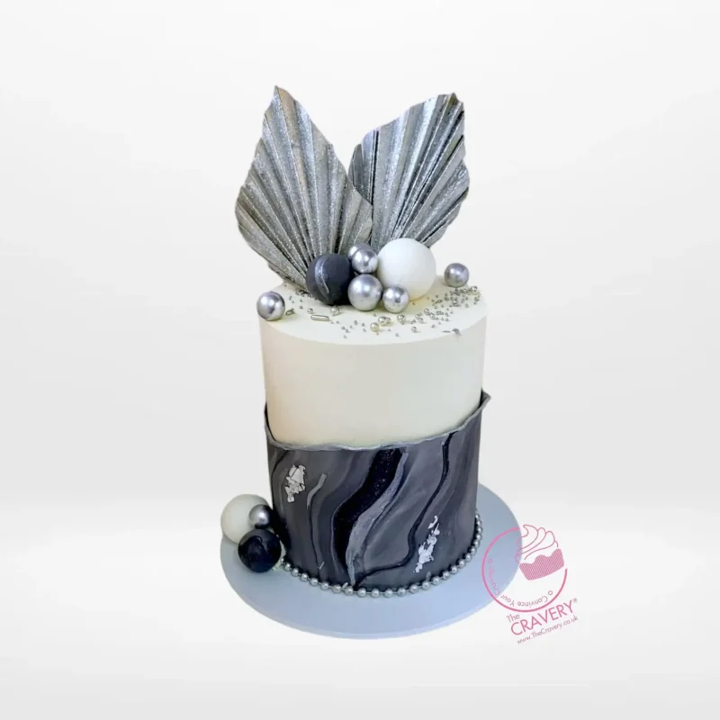 25th Wedding Anniversary Cake, The Cravery Wedding Cakes Birmingham 25th Wedding Anniversary Cake by The Cravery, elegant handcrafted silver cake available for wedding cakes in Birmingham.