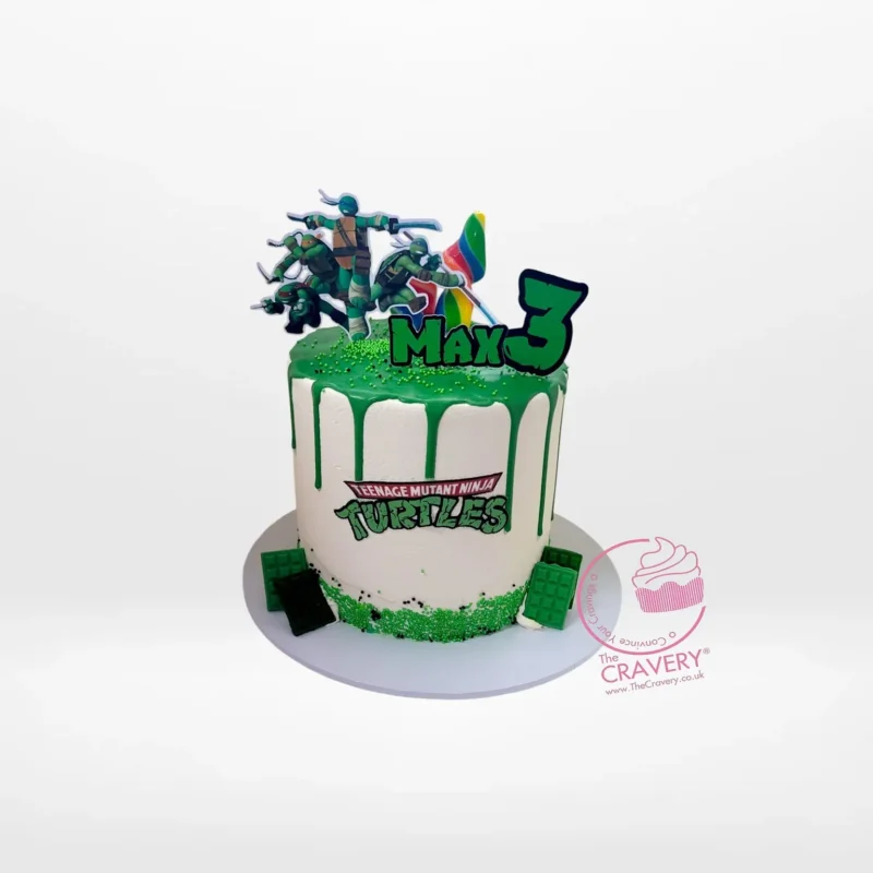 Turtle Ninja Cake – Vibrant TMNT cake for birthdays in Birmingham. Turtle Ninja Cake – A vibrant cake with TMNT edible prints, perfect for birthdays in Birmingham.