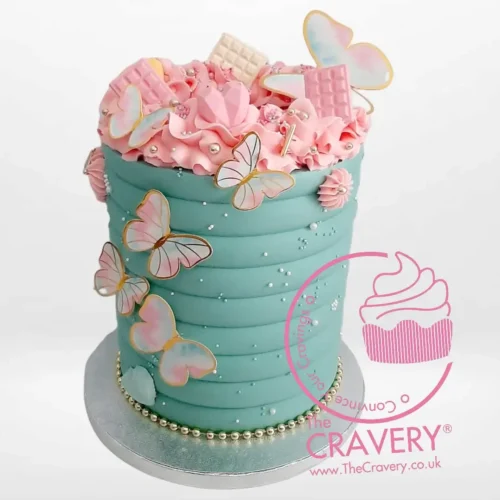 Wedding Cake 50th Anniversary by The Cravery, elegant handcrafted golden anniversary cake available for wedding cakes in Birmingham.