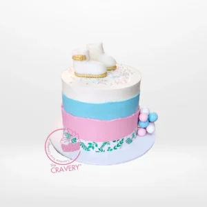 Order a Babyshower Cake Blue Pink from Cravery cakes delivered birmingham for a delightful baby shower celebration. Babyshower Cake Blue Pink from Cravery cakes delivered birmingham – A delightful gender reveal or baby shower cake.