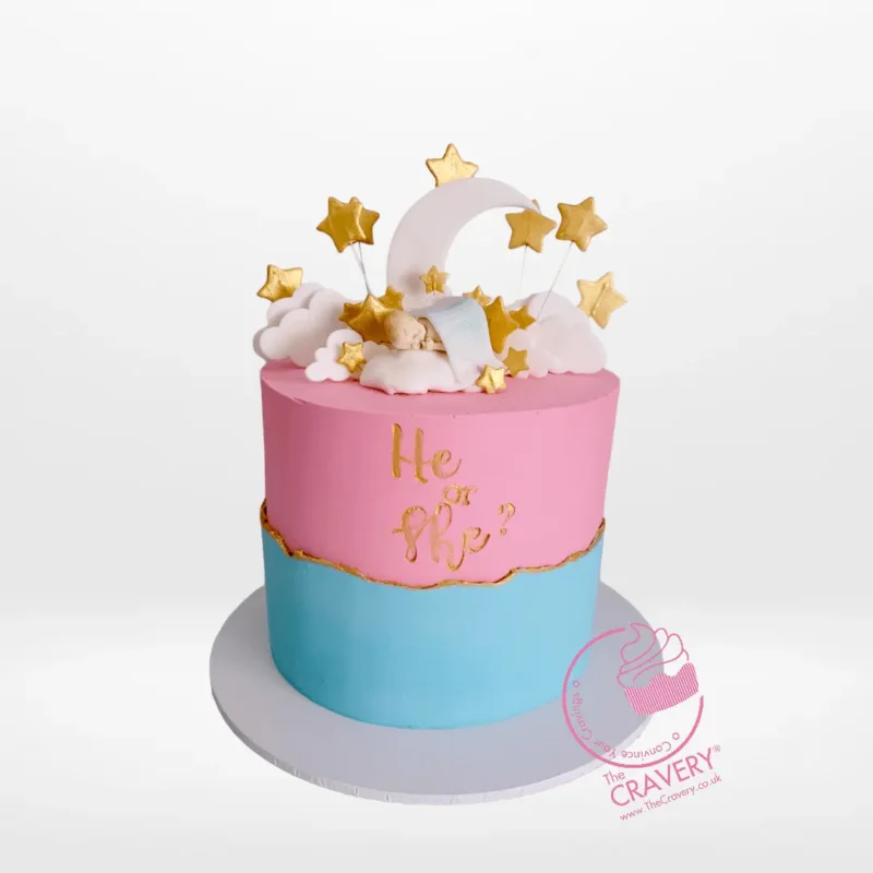 Babyshower Cake, He or She? from Cravery's Babyshower Cakes Delivered Birmingham Service, the perfect cake for gender reveal parties. Babyshower Cake, He or She? from Cravery's Babyshower Cakes Delivered Birmingham Service, the perfect gender reveal cake for your celebration.