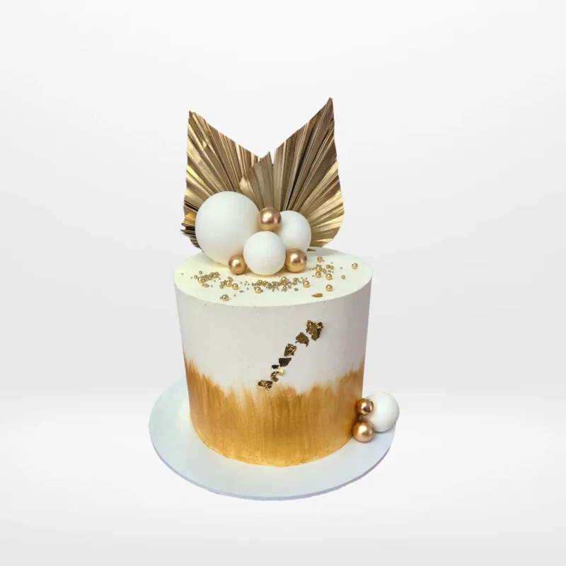 Golden Wedding Anniversary Cake from Cravery's Wedding Cakes Birmingham. A custom creation to celebrate 50 years of love and commitment.