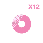 An icon showing twelve doughnuts arranged in a grid, representing a large assorted doughnut box.