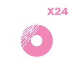 An icon displaying twenty-four doughnuts arranged in a large grid, representing an extra large assorted doughnut box.