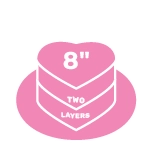 Medium 8-inch two-layer heart-shaped cake with buttercream icing, perfect for birthdays, anniversaries, and celebrations.
