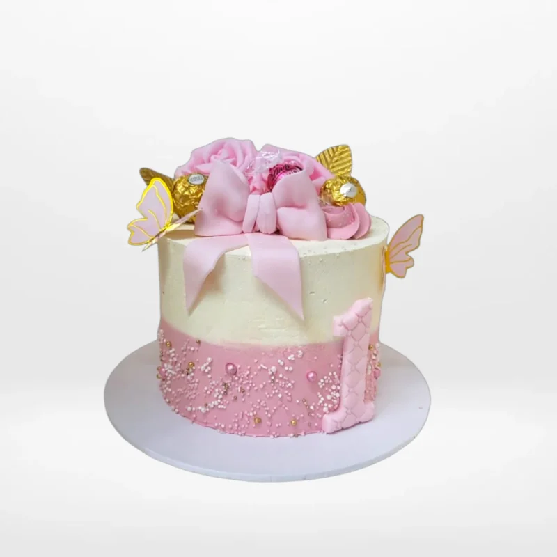 1rst Birthday Cake Birmingham 1rst Birthday Cake with soft colours and smooth buttercream finish, designed for a baby’s milestone celebration in Birmingham.