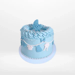 Babyshower Blue Cloths Line Cake with baby-themed clothesline design handcrafted by The Cravery, available for cakes delivered in Birmingham.
