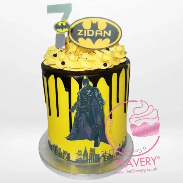 Batman-themed birthday cake with Gotham design handcrafted by The Cravery in Birmingham.
