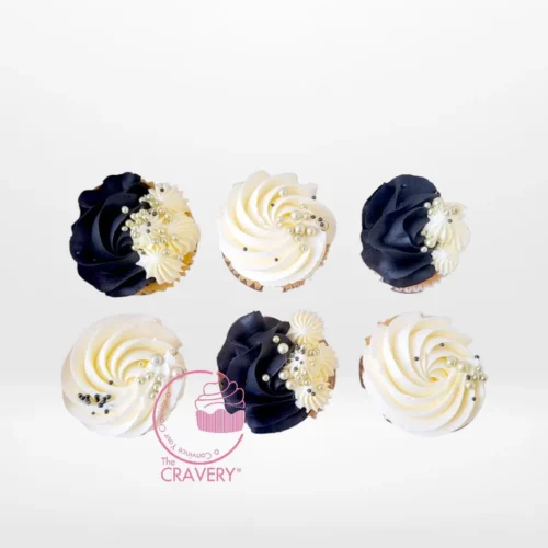Black and White Cupcakes by The Cravery, elegant handcrafted cupcakes baked fresh in Birmingham.