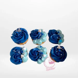 Blue Frosted Cupcakes, The Cravery Birmingham Blue Frosted Cupcakes by The Cravery, handcrafted cupcakes with smooth blue buttercream frosting, freshly baked in Birmingham.