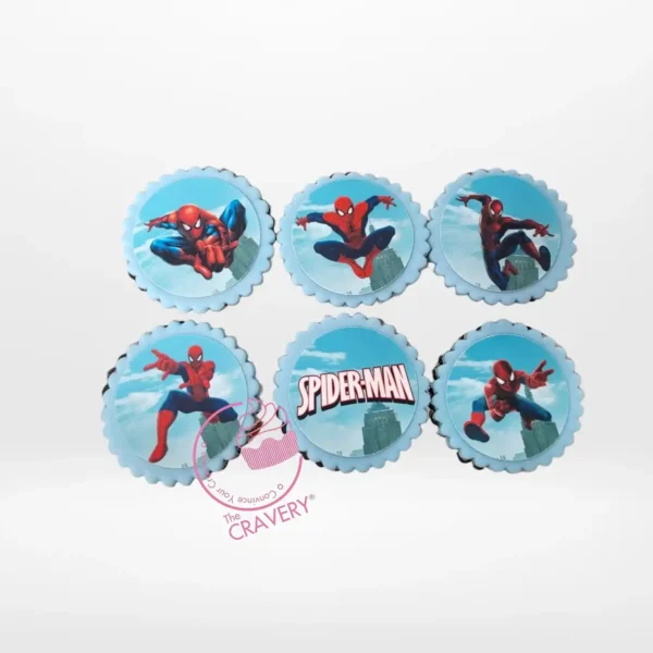 Spiderman Cupcake Cake by The Cravery, handcrafted cupcakes topped with edible Spiderman prints, baked fresh in Birmingham.
