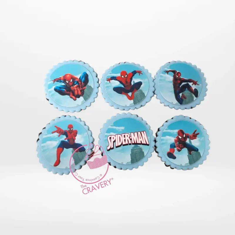 Spiderman Cupcake Cake, The Cravery Birmingham Spiderman Cupcake Cake by The Cravery, handcrafted cupcakes topped with edible Spiderman prints, baked fresh in Birmingham.